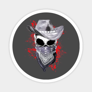 skull art, hat cowboy, bandanas, headband Magnet